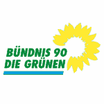 Das farbenfrohe Logo von "Bündnis 90/Die Grünen", aufgenommen von der Fotografin Mica Zeitz, symbolisiert das Engagement für nachhaltige Politik und ökologische Themen. Die markante Kombination aus Gelb und Grün auf blauem Hintergrund spiegelt die Werte der Grünen wider und zieht kreative Aufmerksamkeit auf sich.